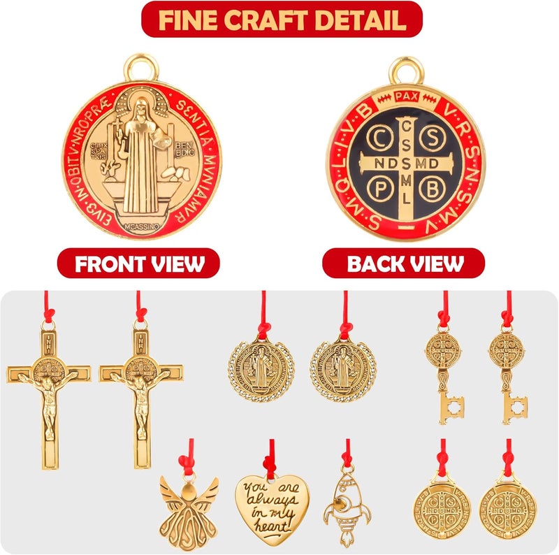 ABSONE Store 2 Pack Saint Benedict Medal Protection Blessing Charm, St Benedict Crucifix, Protection Catholic Charm Amulet with Crucifix for Men Women, Car Rear View Mirror, Home Decor & Religious Gifts - Image 3